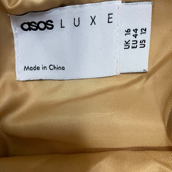 ASOS Luxe Extreme Bardot Sleeve Floral Jacquard Mini Dress Size 12 - Picture 5 of 7